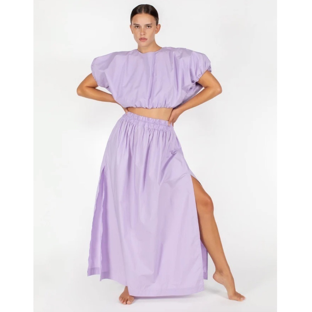 MIKOS DELIA SKIRT - Poplin Cotton Maxi Long Side Slits Pockets